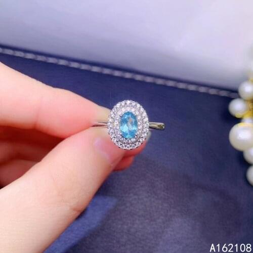 Fine Jewelry 925 Sterling Silver Inset With Natural Gem Womens Luxury Fashion Oval Simple Apatite Adjustable Ring Support Detec