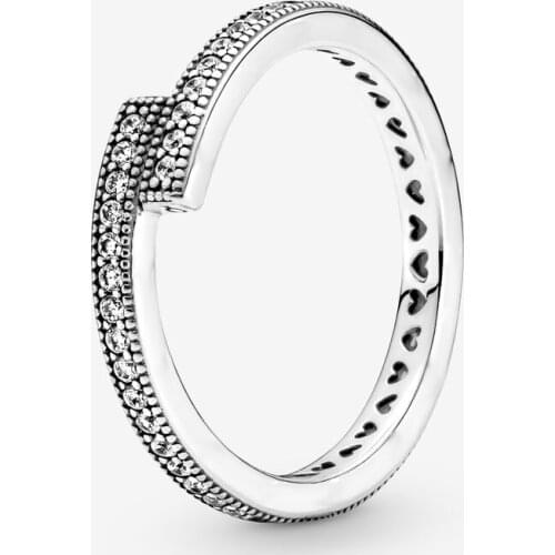 Authentic 925 Sterling Silver Sparkling Overlapping Rings for Women Original Jewelry Wedding Party Gift Bague Femme 2021 New