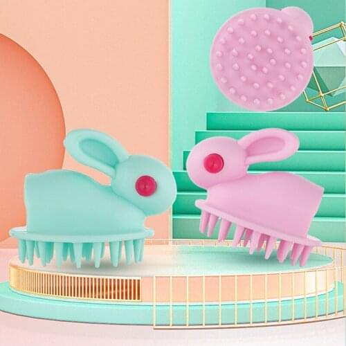 1pc Baby Shampoo Brush Cartoon Rabbit Cute Bunny Scalp Massage Brush 2 Colors Kawaii Soft Cleaning Brush Baby Comb Brush