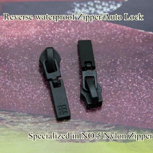 10pcs BlackReverse zipper Slider for NO.5 Nylon Zipper Auto Lock only waterproof free shipping
