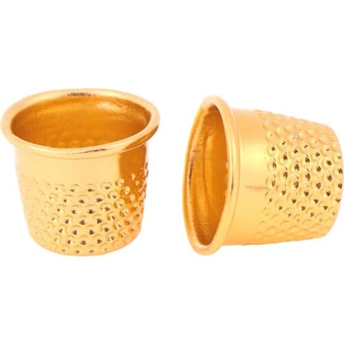 10pcs Gold Color Sewing Thimbles Metal Finger Protector Tools DIY Craft Accessories