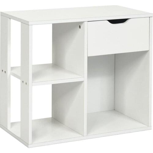 3-tier Side Table W/Storage Shelf&Drawer Space-saving End Table Nightstand White HW63995WH