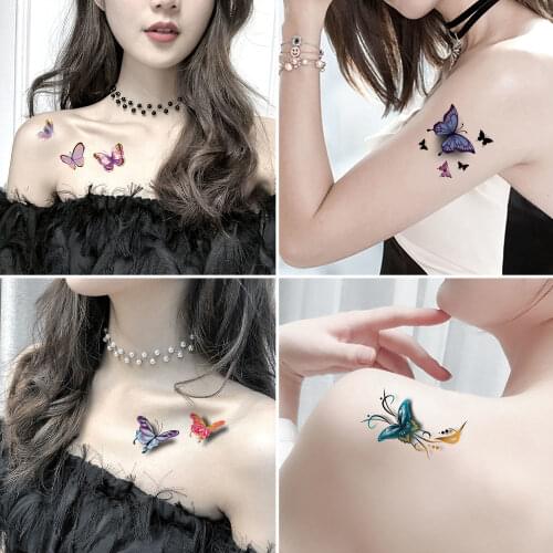 30pcs/lot Butterfly Tattoo Sticker Clavicle Arm Body Art Beautiful Fake Tatoo Temporary Waterproof
