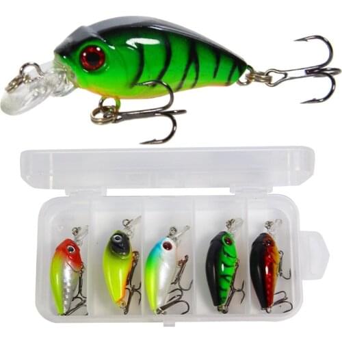 5pcs Lure Set Box 5 Colors Plastic Minnow Freshwater Fishing Bait