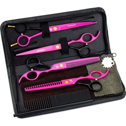 7 inch Pet Dog Cat Hair Clippers Pet Dog Gromming Scissors Pet Straight &Thinning & Up Curved Scissors Kit Pet Gromming Tools