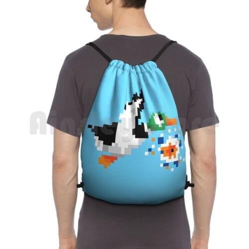 8-Bit Nintendo Duck Hunt 'Miss' Backpack Drawstring Bag Riding Climbing Gym Bag Duck Hunt Flying Nes Light Gun Target
