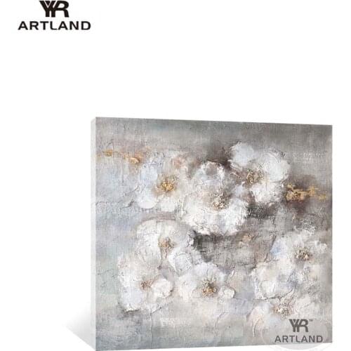 Картины на стену abstract white flowers with glod foil poster Hand drawn oil painting on canvas wall art picture for living room