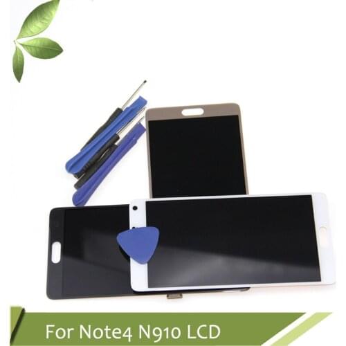 AMOLED Screen For SAMSUNG Galaxy Note 4 LCD Display Note4 N910 Touch Screen Digitizer N910A N910F N9100 Black White Gold