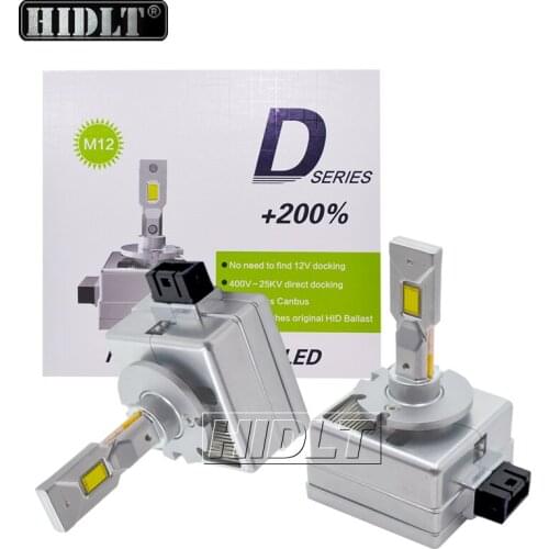 HIDLT 2021 New M12 Car Light D1S LED Headlight Lamp 1:1 6000K White 70W 8600LM No Error Canbus D1S D1R Auto LED Replacement Bulb