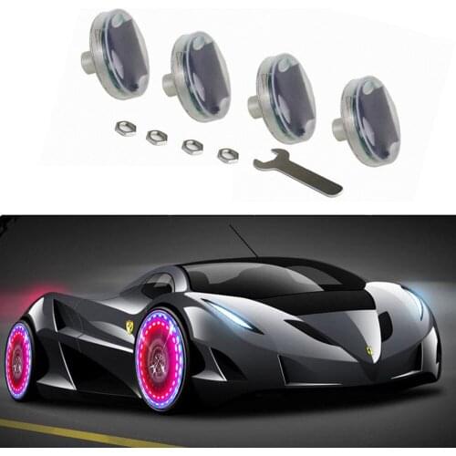 Car Styling Car Solar Tire Wheel Lights 4pcs Air Valve Cap Light Motion Sensors Colorful LED Gas Nozzle Cap Lamp