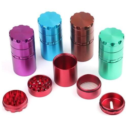 Smoke grinder with storage aluminum alloy 50mm-5 layer Smoking Tobacco grinder manual smoke crusher