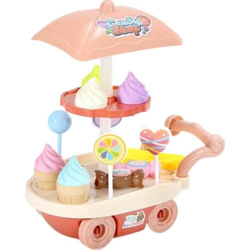 Childrens play house toy 28-piece mini ice cream sales car ice cream trolley simulation candy car set