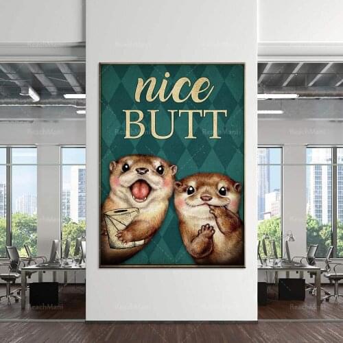 Beautiful vertical butt poster, vintage otter poster, bathroom poster print, home decor, wall art