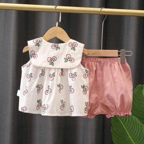 Summer baby girl clothes sets 1 year birthay shirt + lantern shorts suit for toddler girls baby clothing outfit thin cool sets