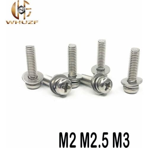 M2 M2.5 M3 Plate with nickel Round Combination Screw Three Combination Screws Cross Pan Head Combination bolt