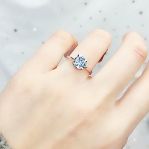 MOONROCY Wedding Rings Rose Gold Color Silver Color Cubic Zirconia Crystal Ring for Women 1 Carat Bride Jewelry Dropshipping