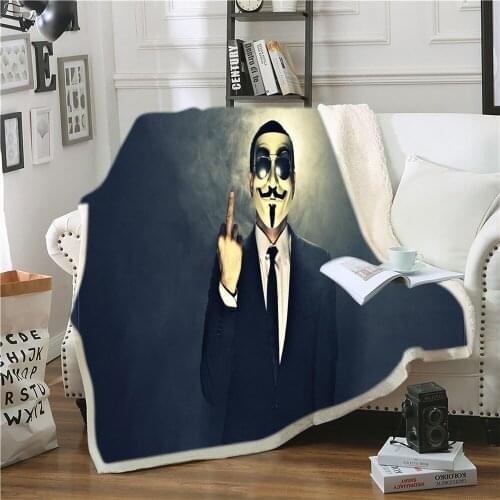 New Anonymous 3D-printed Woolen Blanket Bed Thick Quilt Fashion Sheet Sherpa Throw Blankets Adult Children