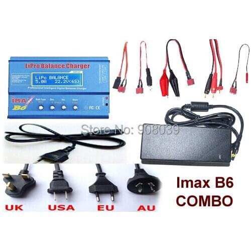 Factory Wholesale 5pcs/lot IMAX B6 Combo 12V 5A AC Adaptor 2S-6S 7.4v-22.2V AC/DC Charger Leads & LiPo Battery Balance Charger