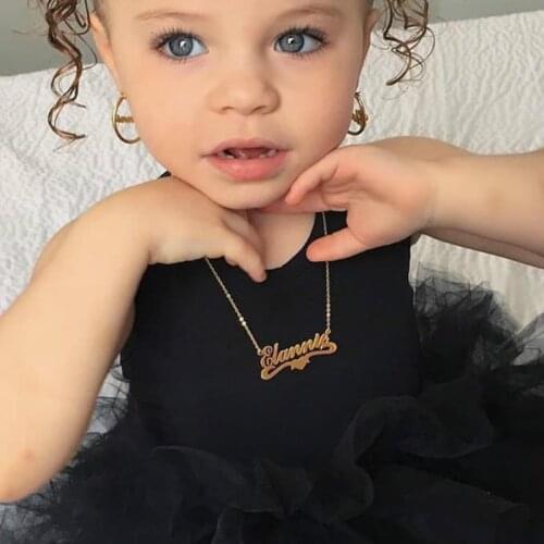 VishowCo Custom Name Necklace For Children Gift Personalized Stainless Steel Gold Choker Heart Pendant Necklace Jewelry