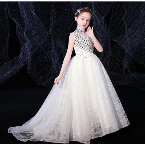 Flower Girls Dresses Elegant Kids Pageant Gowns For Weddings First Communion Dress Teenagers Girl Long Bridesmaid Dress