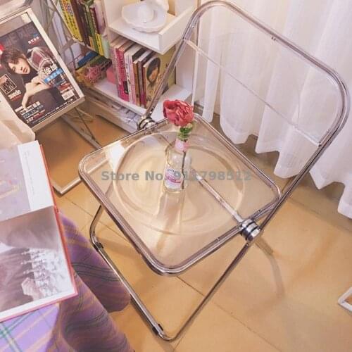 Transparent chair acrylic net red dining chair ins wind makeup chair photo fashion simple modern home folding chair