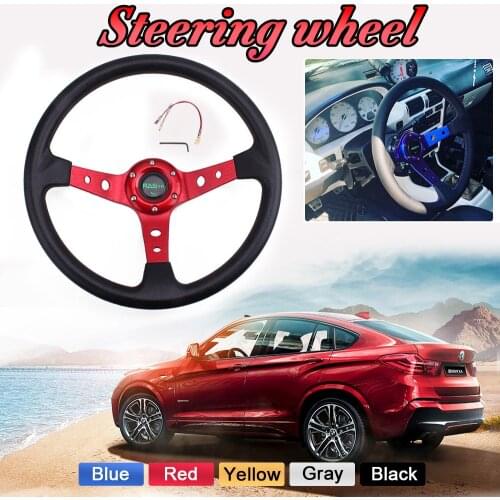 RASTP-14inch 350mm Universal Racing Drift Steering Wheel Aluminum PU Car Sport Steering Wheels Car Accessories RS-STW020-TP