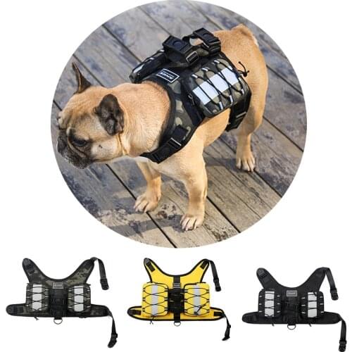 Adjustable Dog Harness Pet Outdoor Backpack Reflective Tactical Dog Harness Pet Backpack Travel Saddlebag Pet Supplies