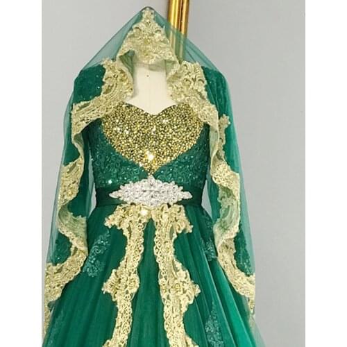 RSV129 This Link Only For Veil ! No Comb India Gold Lace Veil Velo Novia Color Green