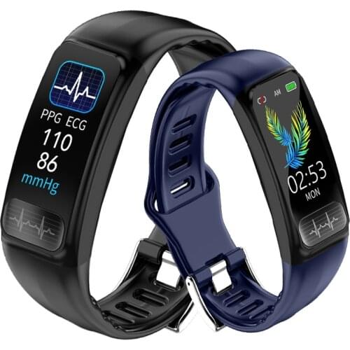 P12 ECG PPG Smart Bracelet Blood Pressure Heart Rate Monitor Smartband Sports IP67 Waterproof Fitness Tracker Smart Wristband