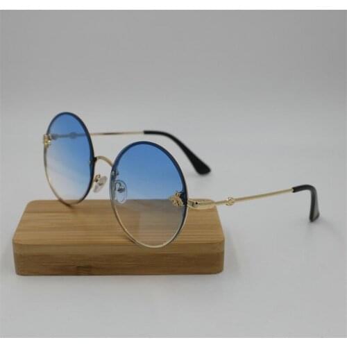 2019 HOT selling metal bee metal sunglasses brand designer women sun glasses pink mirror points rimless round sunglasses male