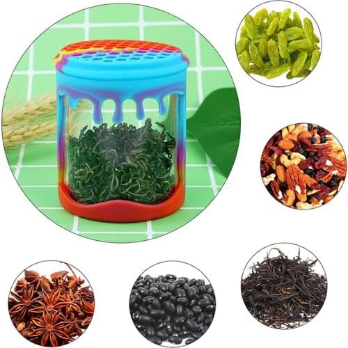 60mm Glass Colorfu Weed Jar with Silicone Lid Silicone Storage Container with Lid Storage Jars for Cigarettes Tobacco Oil Tool