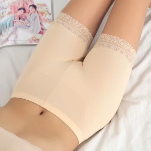 Womens briefs Comfortable Cool Ice silk Panties Lace Underwear High Waist Abdomen Pants Summer Anti-peeping Insurance Panties