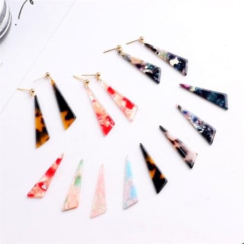 10pcs Japanese Style Female Acetate Triangle Strip Vintage Earrings For Women ladies Retro Pendant diy Ear Jewelry Accessories