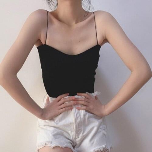 Womens Breathable Bralette Summer Female Bra Solid Color Beauty Back Breathable Thin Pad Cotton Sling Camisole Tops 2021