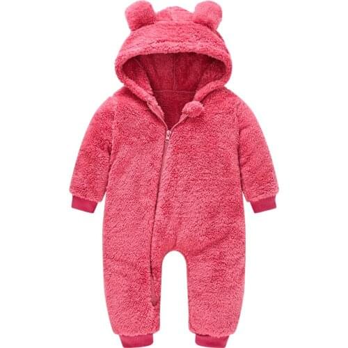 Winter Warm Hooded Baby Romper Newborn Girls Autumn Long Sleeve Jumpsuit Costume Infant Clothing Pajamas