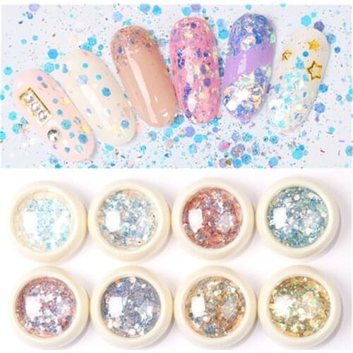 1 Jar(3ml) Mixed Hexagon Nail Glitter Flakes Holographic Ultra-thin Mix-Size Flake Sequins Manicure Art Glitter Flake Decoration