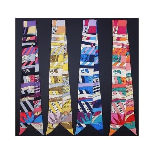 100*5cm New Bohemian Striped Scarf Women Tie Bag Handle Ribbon Hair Band Scarf Women