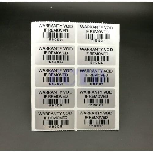 100PCS Tamper Proof Warranty Void Stickers No Returns If Removed 1.57" x 0.79" Barcodes and serial numbers