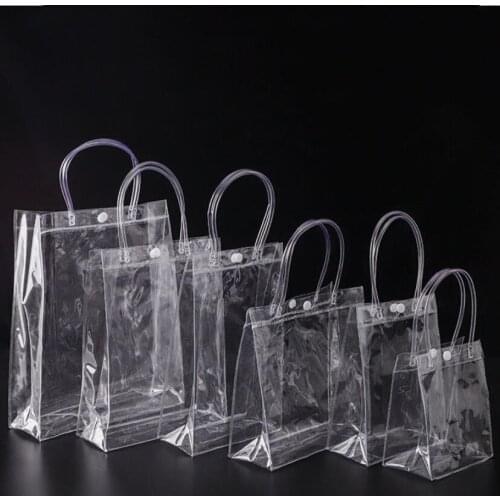New Clear Tote Waterproof Bag PVC Transparent Shopping Bag Shoulder Handbag Cosmetic Travel Storage Bags Portable With Buckle