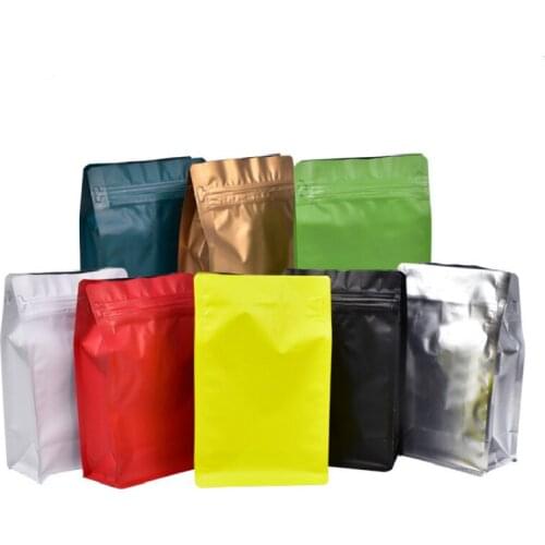 100pcs One pound coffee bag foil aluminum octagonal seal airless valve side zipper flat bottom bags coffee powder pouch