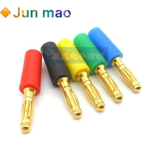 2PCS High quality pure copper gold plated 3mm banana plug 3mm male plug lantern banana head 3mm connector