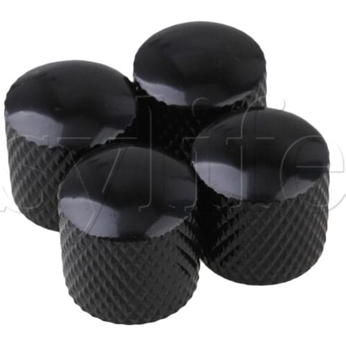 4pcs Black Plated Metal Electric Guitar Bass Dome Tone Knobs