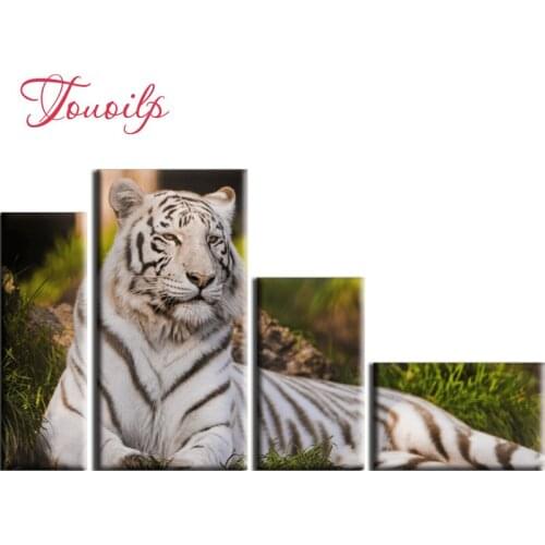 4pcs/set 5d White tiger 5d Diamond Painting Cross Stitch Pattern Diamond Embroidery Mosaic Full Drill Home Decor DIYPainting