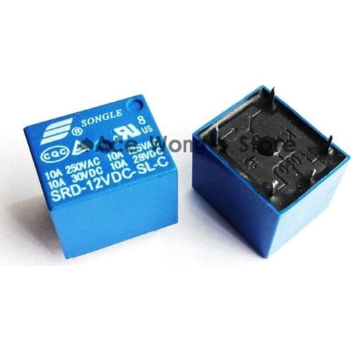 50 PCS/LOT) 12V DC SONGLE Power Relay SRD-12VDC-SL-C PCB Type In stock