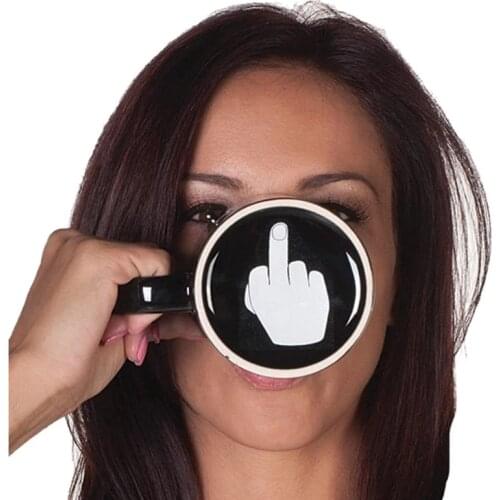 300ml black ceramic mug simple monogram mug Have a nice day Mug Creative Spoof Ceramic Coffee Mug Mock Middle Finger Mug