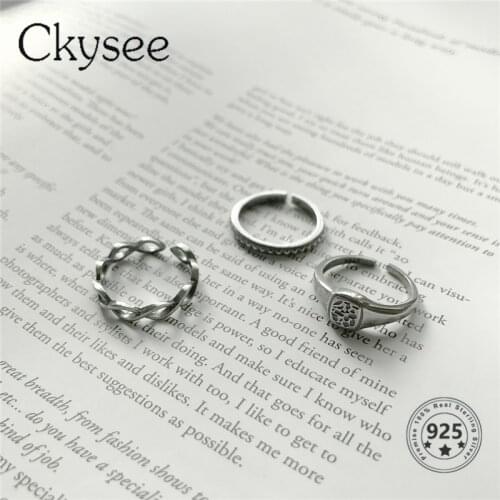 Ckysee 2021 New Design S925 Sterling Silver Korean Version Vintage Style Ring For Women Vintage Ring Set Of Gift