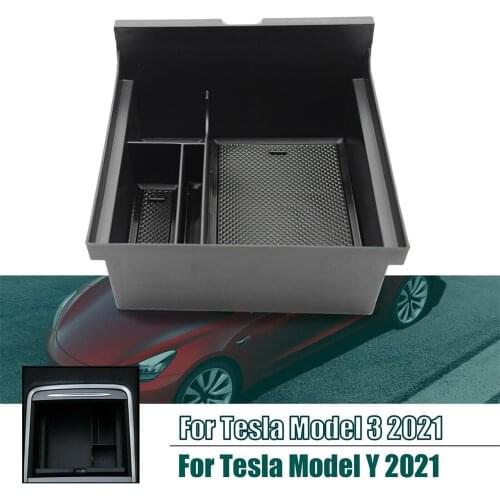 For Tesla Model 3 2021 auto car Accessories Car Central Armrest Storage Box Black Auto Container Glove Organizer Case 2017-2021