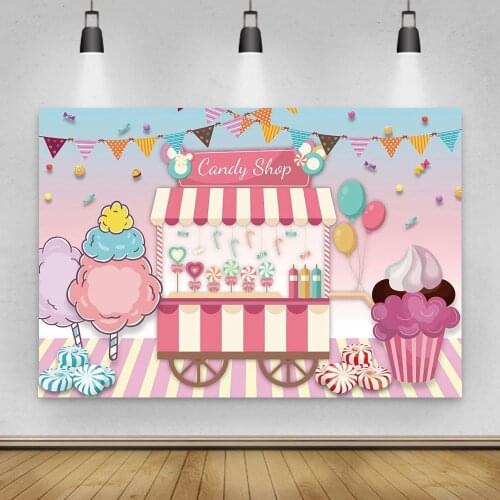 Welcome To Candyland Birthday Photography Background Girl First Birthday Party Backdrop Dessert Table Decorations Props