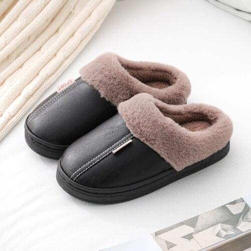 Parent child autumn and winter Pu lint slippers male couple home anti slip slippers daughter baby slippers parent-child slippers