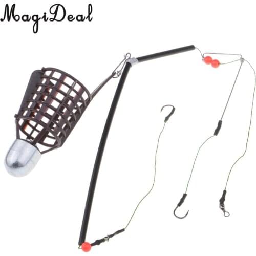 2 Hooks Fish Bait Feeder Basket Holder Fishing Lures Cage With Line Hooks Bait Container Tackles Fishing Accessories 20g 30g 40g